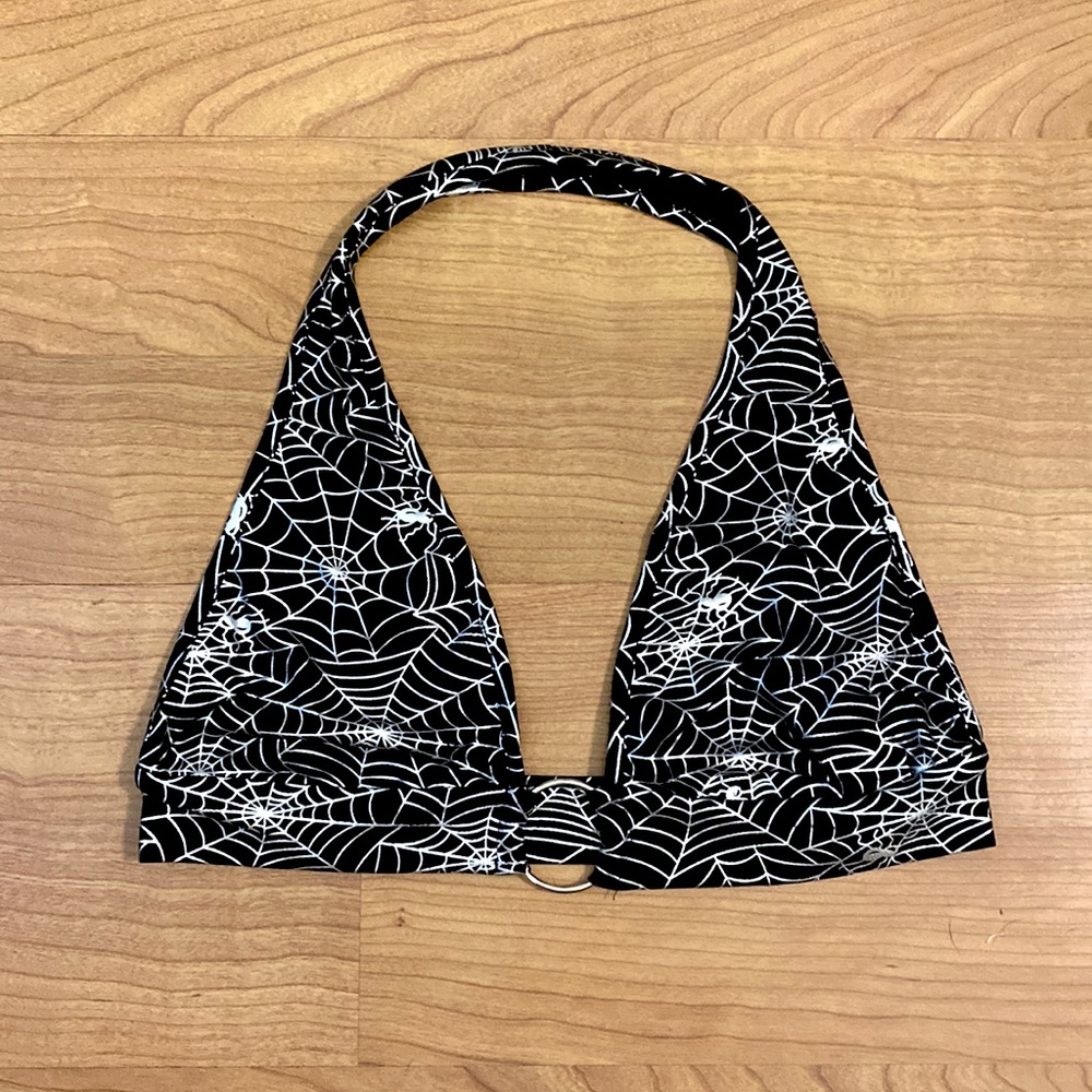 Metallic Spider Web Halter Festival Bikini Top